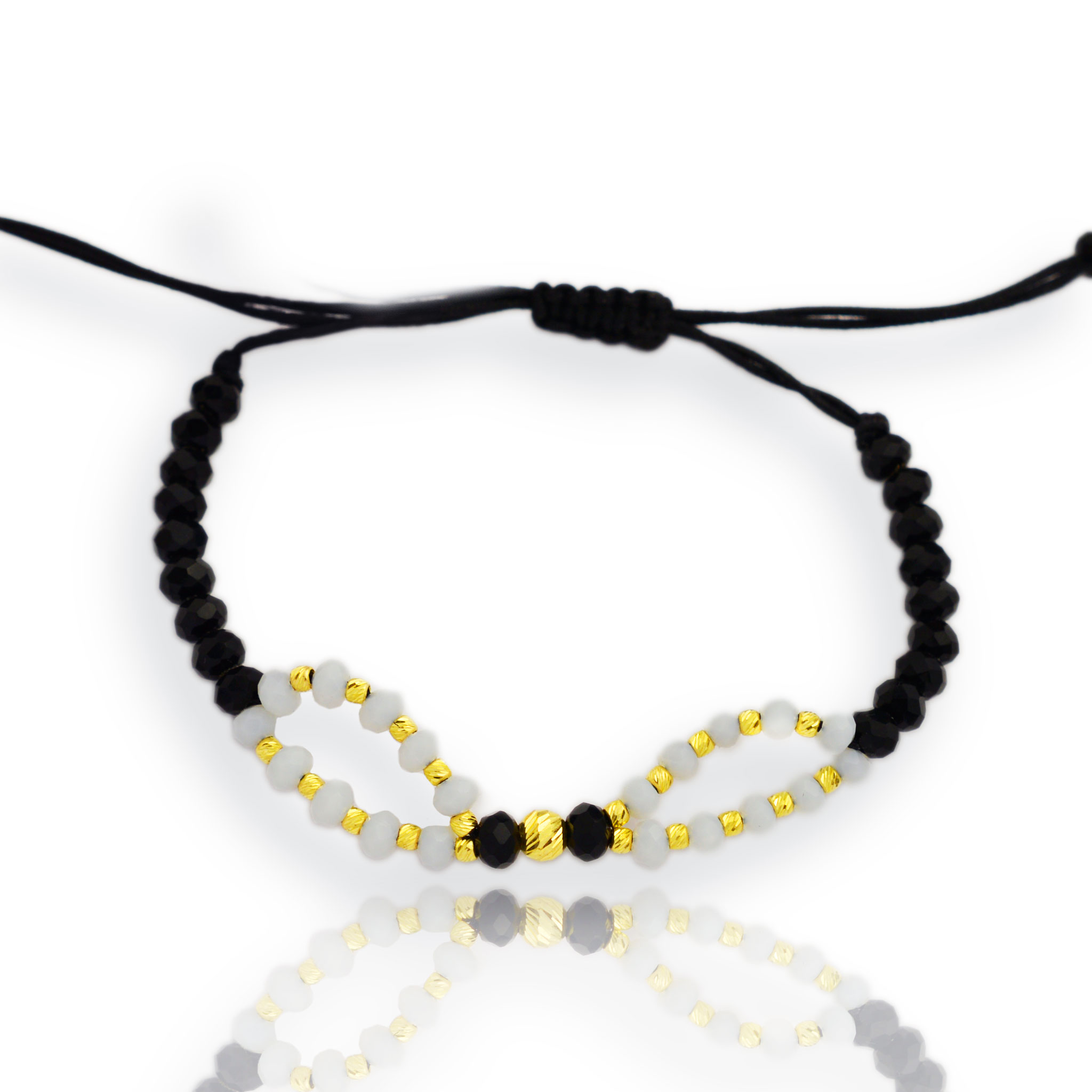 Злато на конец с оникс и бял кристал