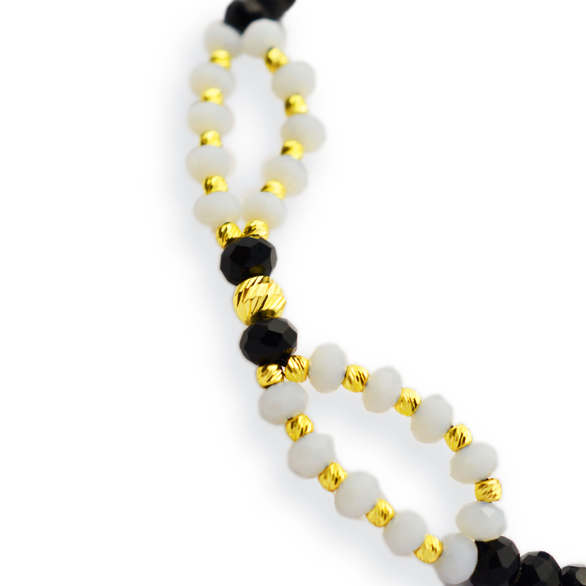 Злато на конец с оникс и бял кристал