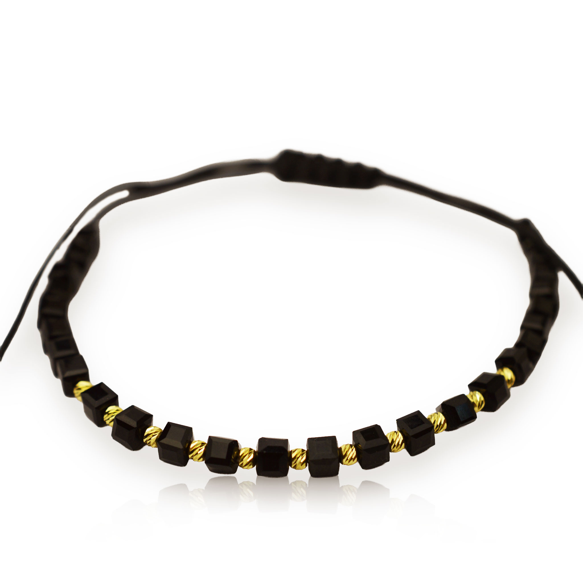 Злато на черен конец с оникс
