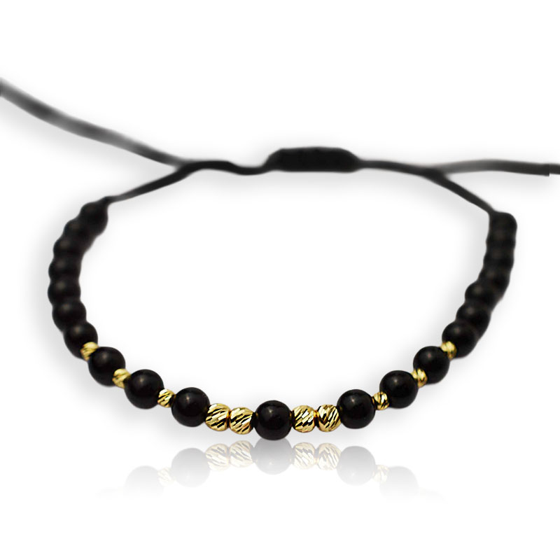 Злато на черен конец с оникс