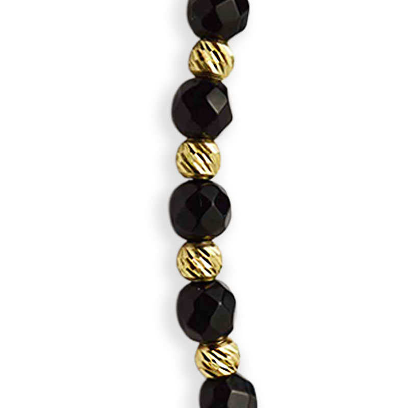 Злато на черен конец с оникс