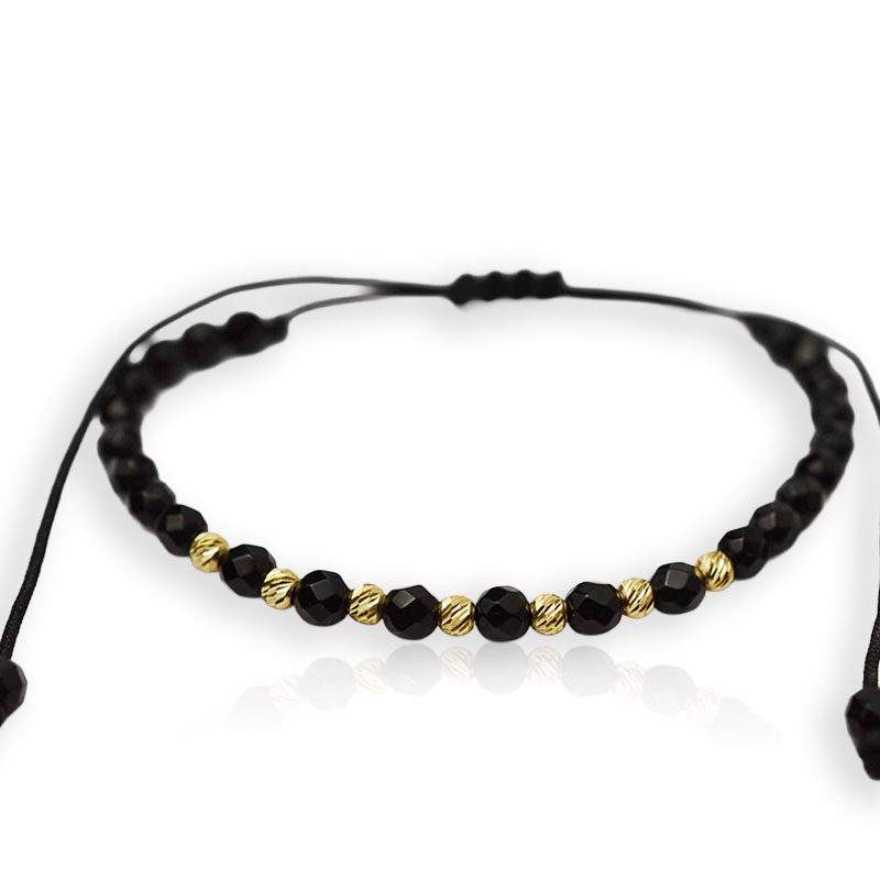 Злато на черен конец с оникс