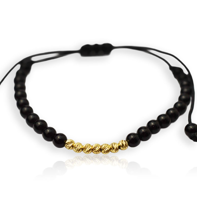 Злато на черен конец с оникс