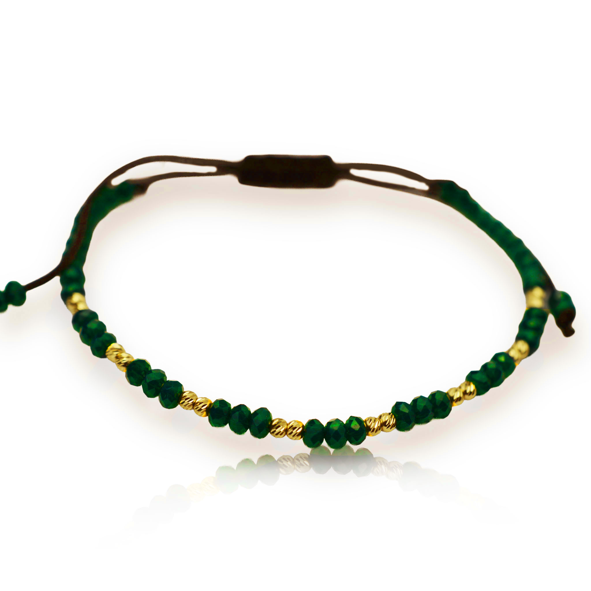 Злато на конец със зелен кристал