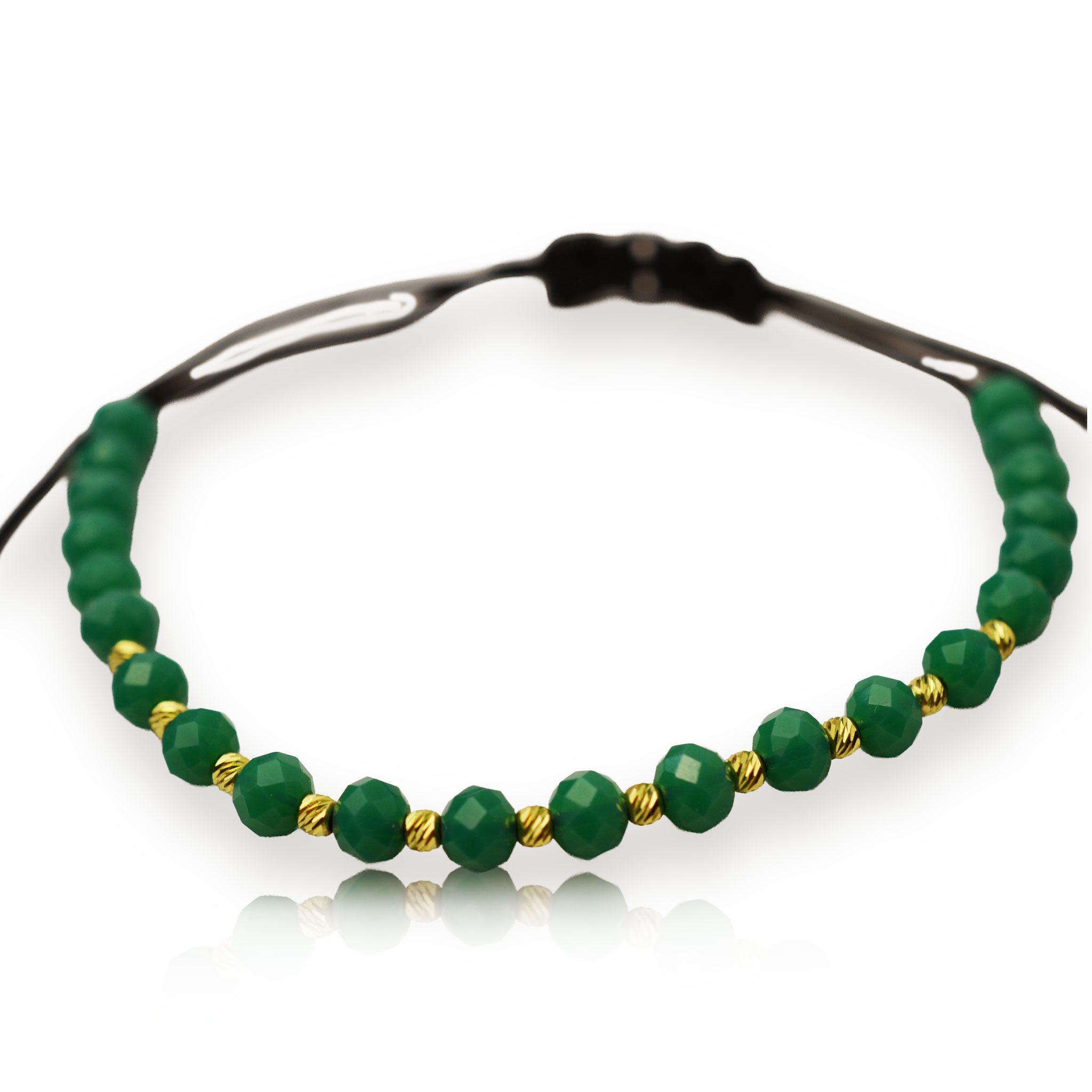 Златна гривна със зелен кристал