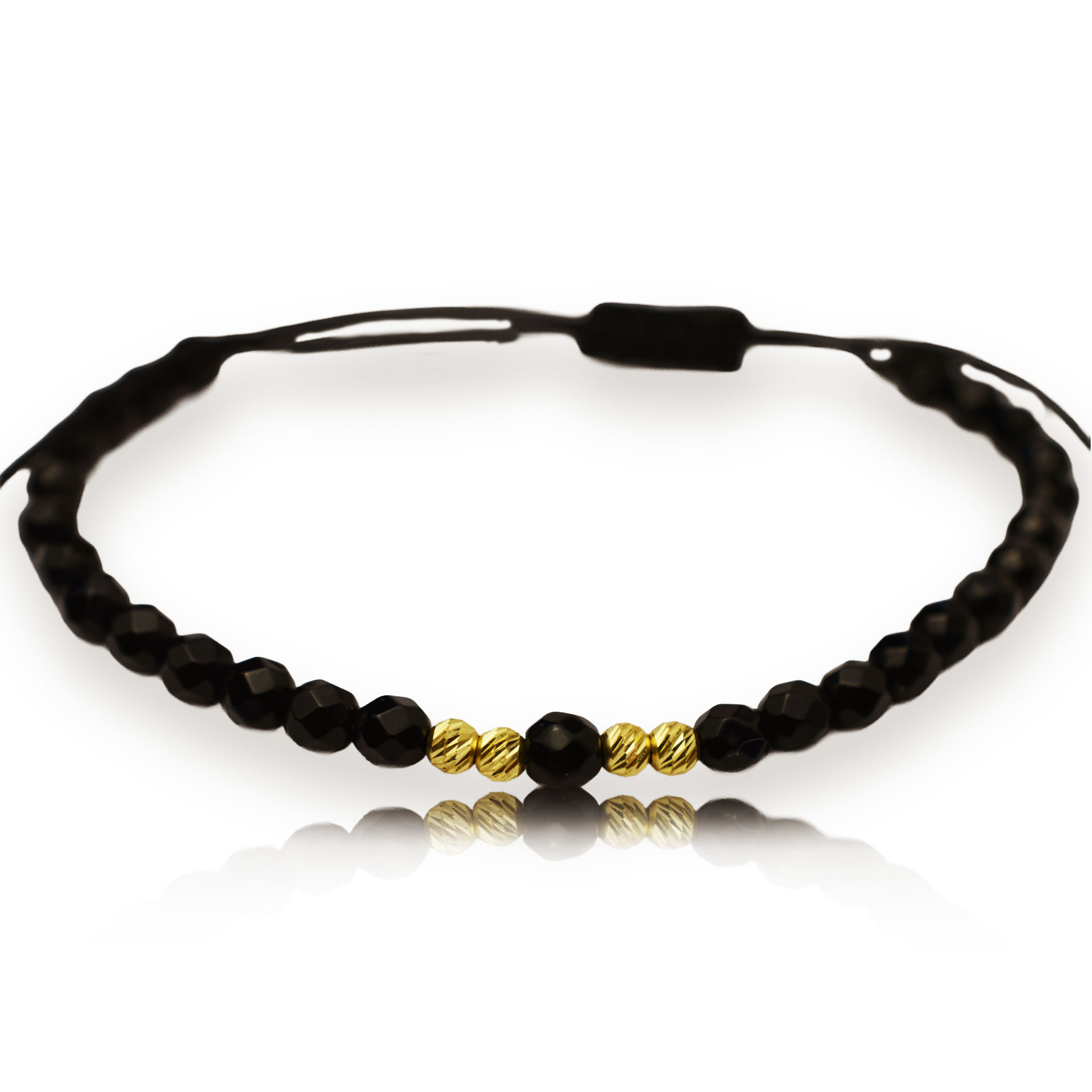 Злато на черен конец с оникс