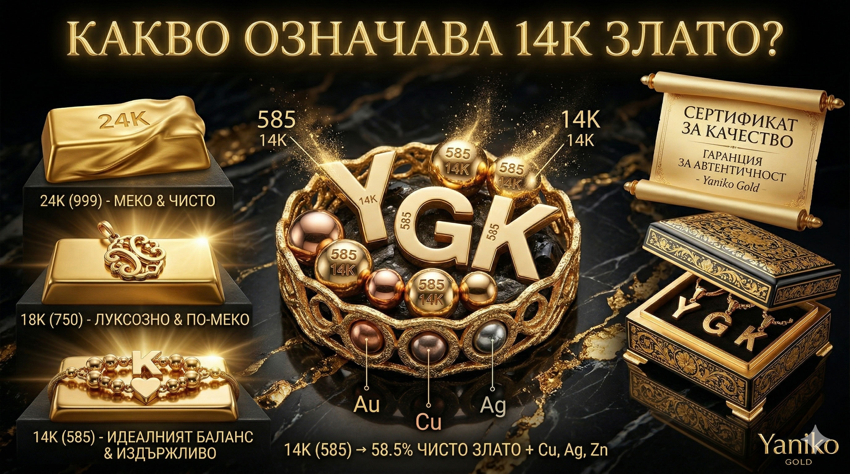 14K злато — какво означава и как да го разпознаем