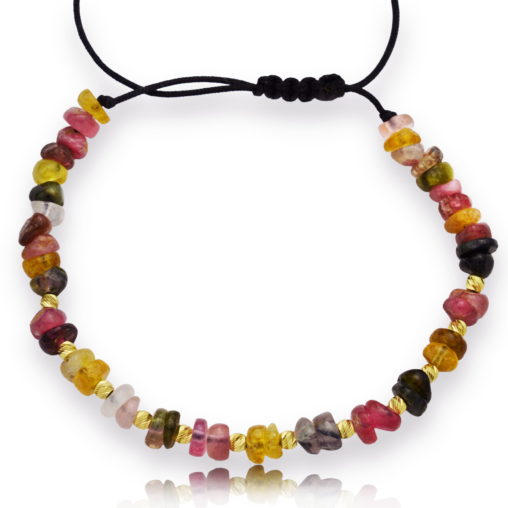 Злато на конец с многоцветен турмалин