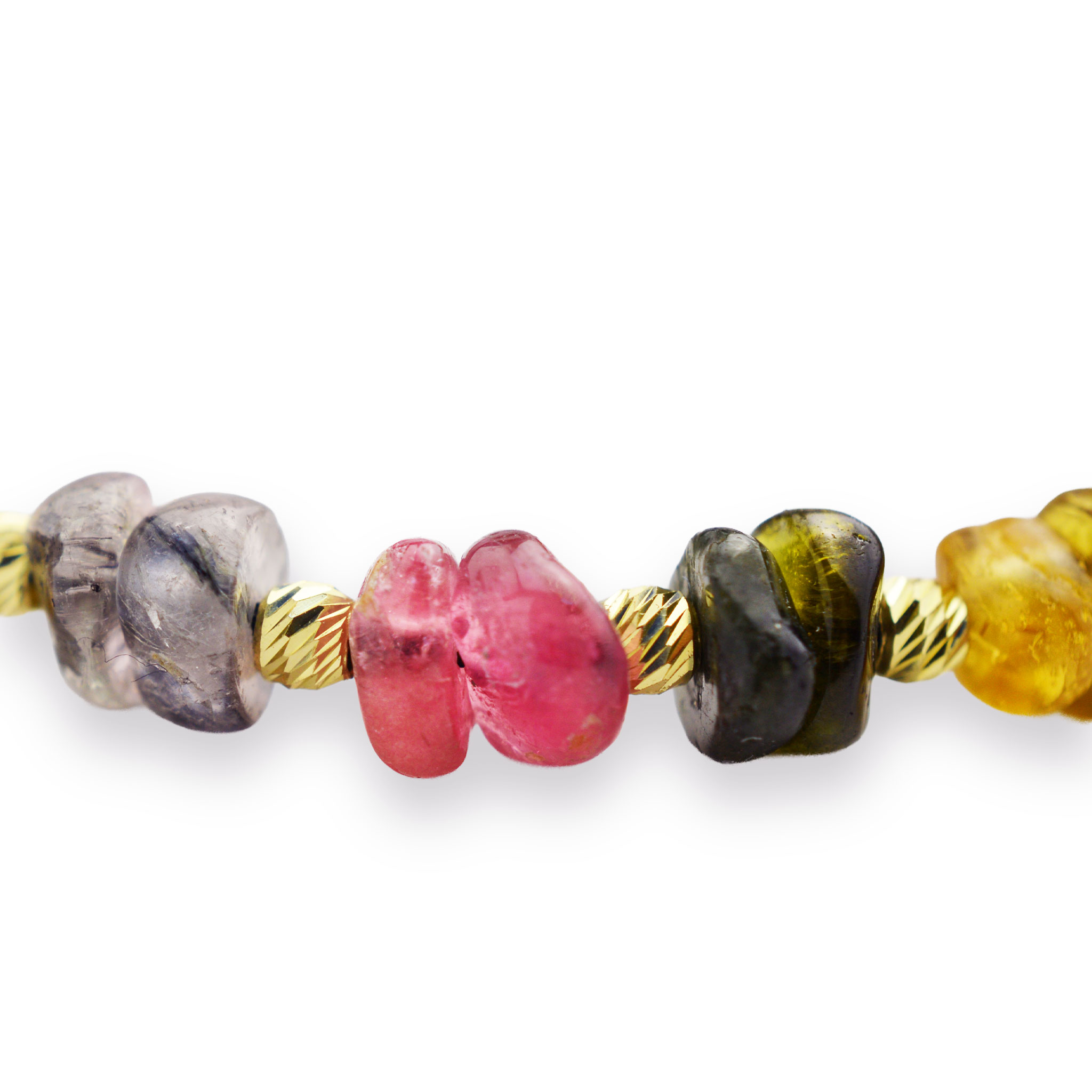 Злато на конец с многоцветен турмалин