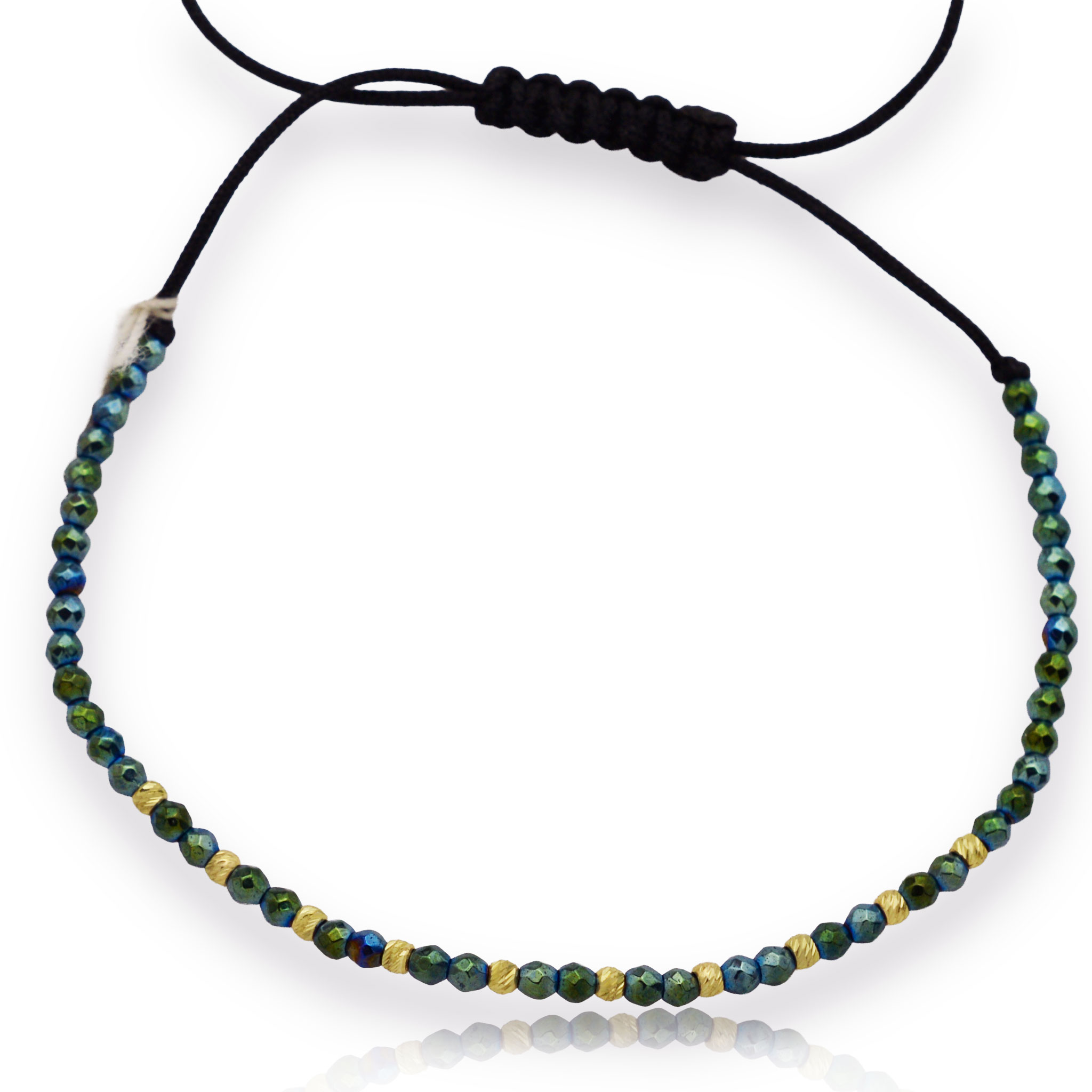 Злато на конец със зелен хематит