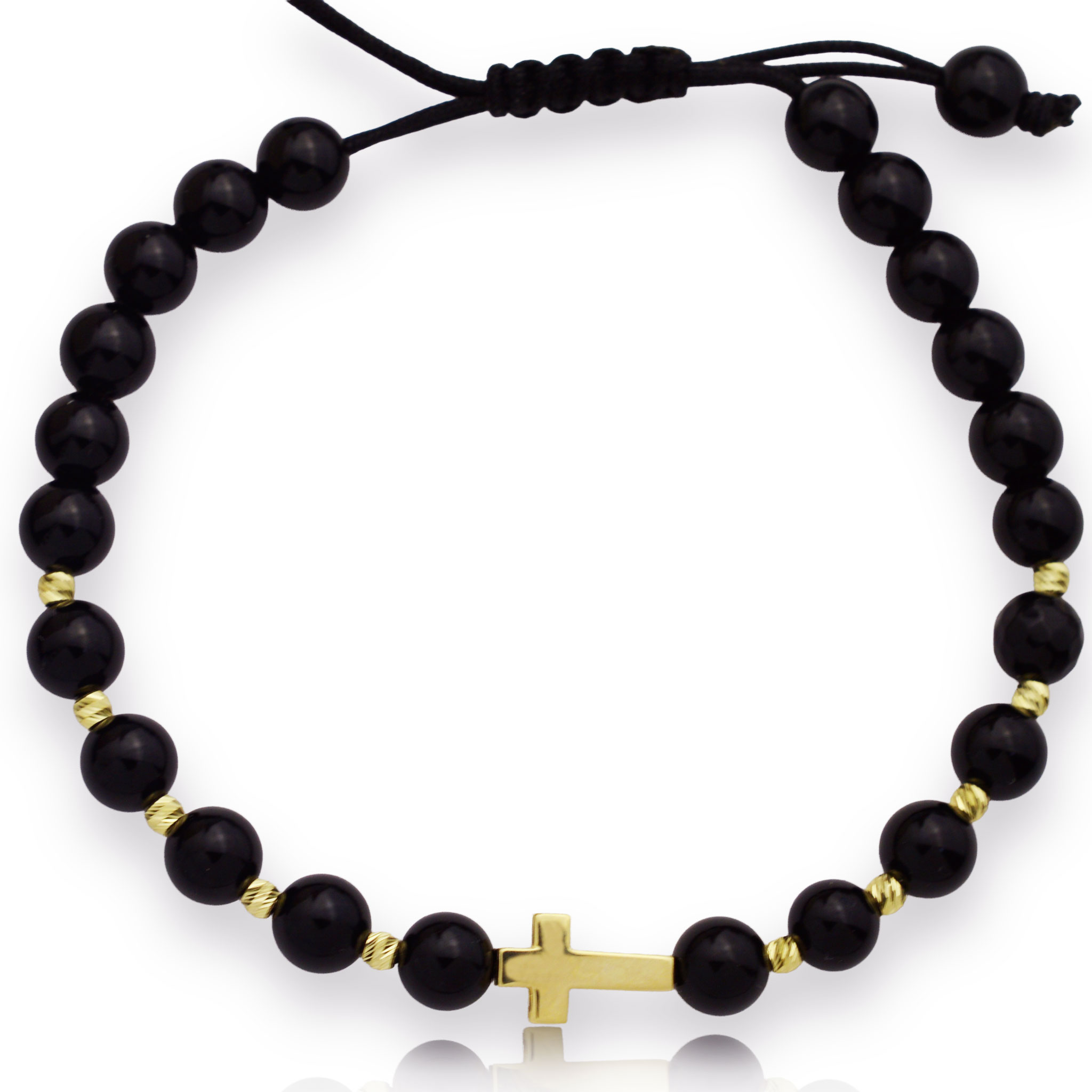 Злато на конец с оникс - Кръст